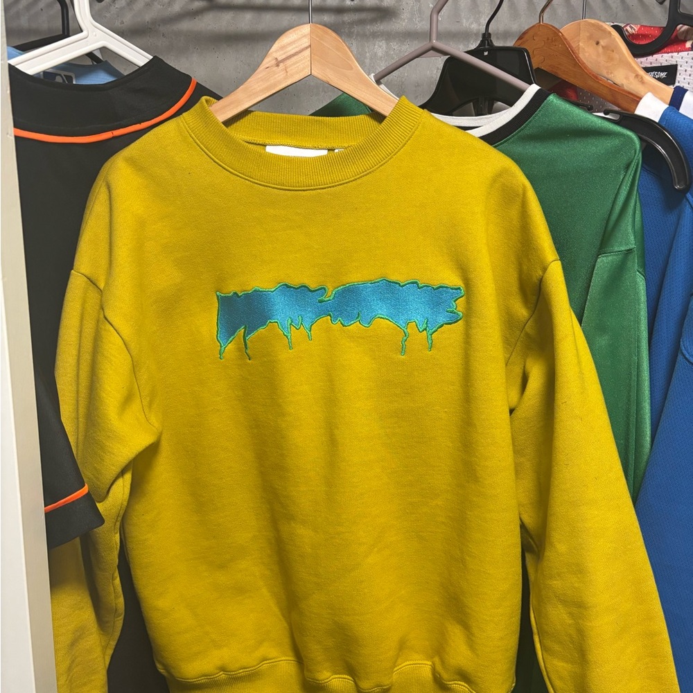 FA Yellow Crewneck Sweater with Blue Outline Logo